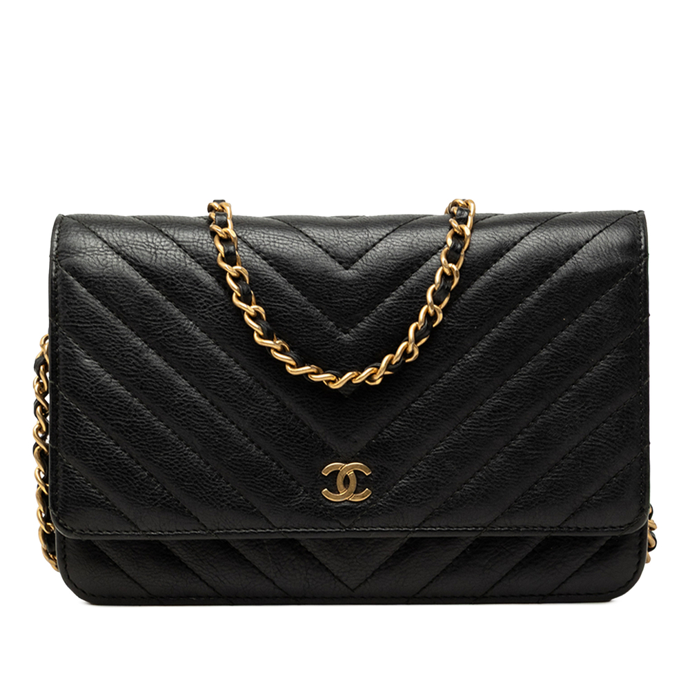 Pre-Loved Chanel CC Chevron Calfskin Wallet On Chain
